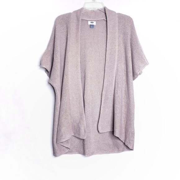 Old Navy Tan Short Sleeve Open Front Knit Cardigan Sweater Women's Size Medium - Picture 1 of 6